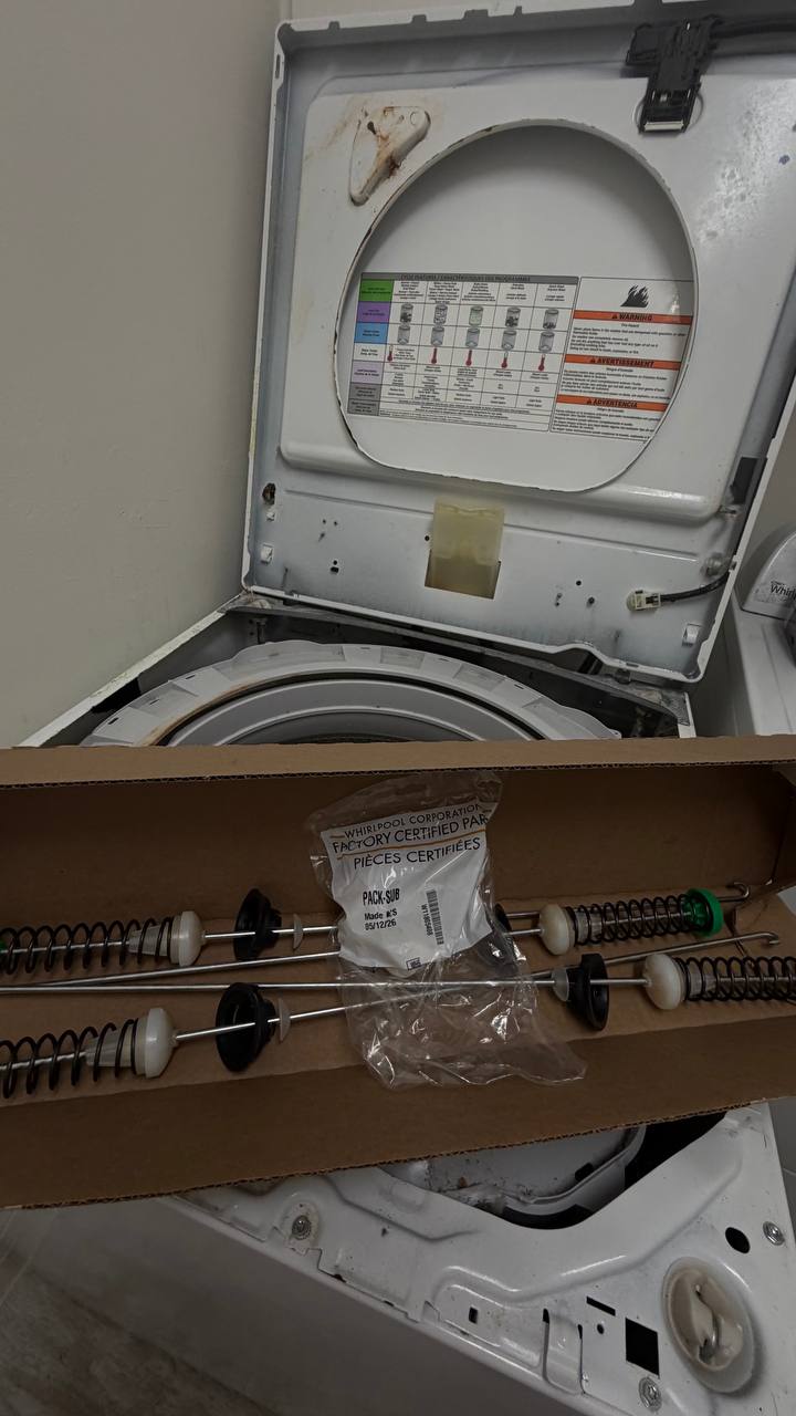 Genuine Whirlpool suspension rod and spring kit parts